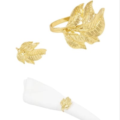 Aros de servilleta hoja dorada