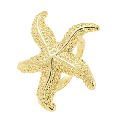 Anillo ajustable estrella de mar baño de oro / unidad