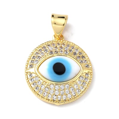 Dije colgante ojo turco con zircones 19 mm baño oro / unidad
