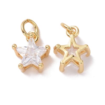 Dije colgante estrella feliz star zircón baño de oro / unidad