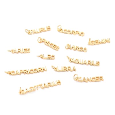 Dije colgante palabra signos zodiacales baño oro / unidad