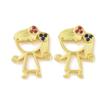 Dije conector niña niño zircón 16 mm baño de oro / unidad