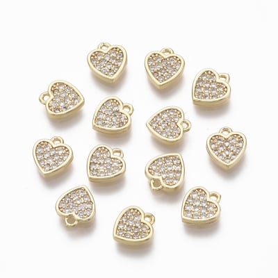 Dije colgante mini corazón 7.5 mm baño de oro zircón / unidad