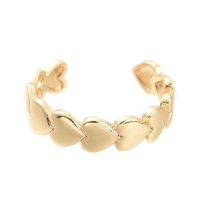 Anillo ajustable corazones baño de oro / unidad