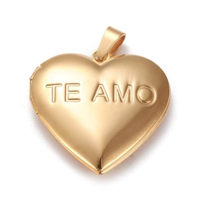 Relicario portafoto locket Corazón Te Amo acero / unidad