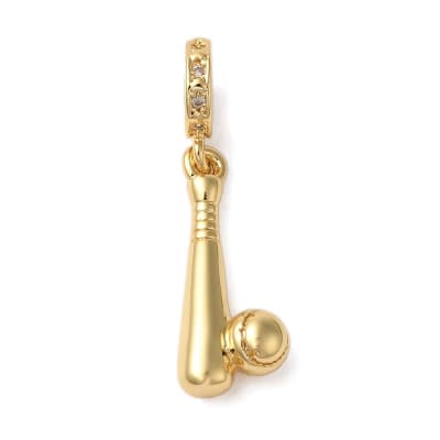 Colgante europeo charm bate béisbol baño de oro / unidad