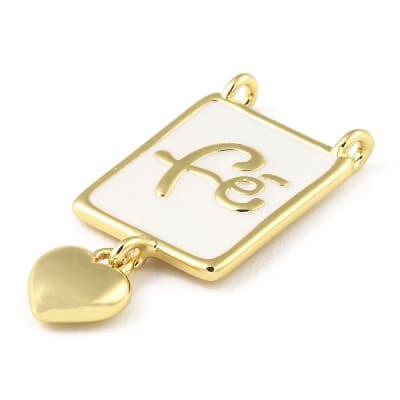 Dije conector esmaltado escapulario fe corazón baño oro / unidad