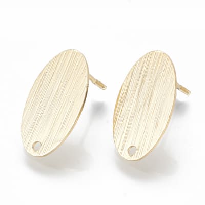 Base de aros topito óvalo 18.5x10.5 mm con orificio baño de oro / par
