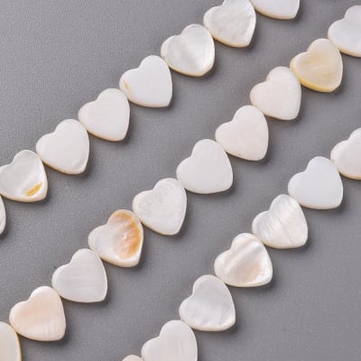 Dije pasador Corazón 10.5 mm nácar / 5 uds