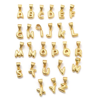 Letras colgantes abecedario mini chunky 9 mm baño de oro / unidad