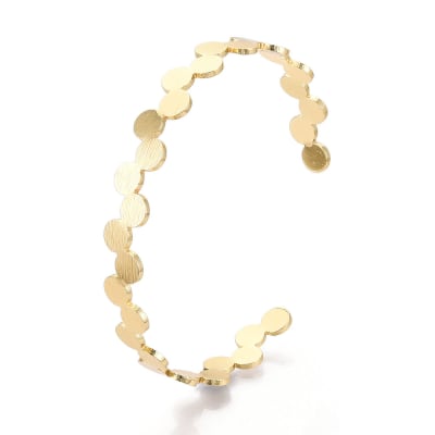 Brazalete pulsera círculos planos baño de oro / unidad