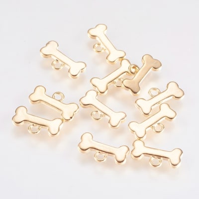 Dije colgante hueso 10 mm baño de oro / unidad