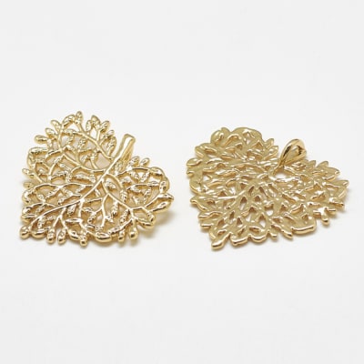 Dije colgante maxi árbol corazón 30 mm baño oro / unidad