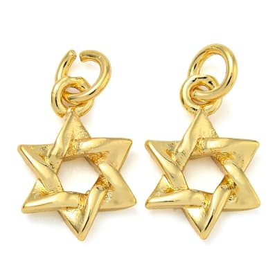 Dije colgante estrella david 12.5 mm baño de oro / unidad