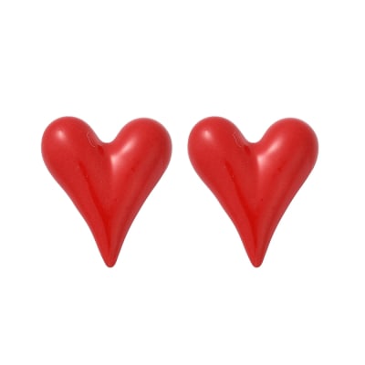 Aros topo topito segunda etapa corazón 18 mm baño oro esmaltado / par