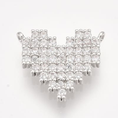 Dije conector corazón zircón baño de oro / unidad