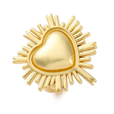Anillo ajustable maxi corazón baño de oro / unidad