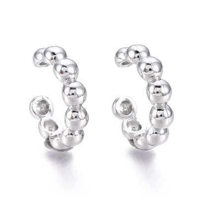 Ear cuff aros solitarios liso balines plateado / unidad