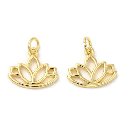 Dije colgante flor de loto 13 mm baño de oro / unidad