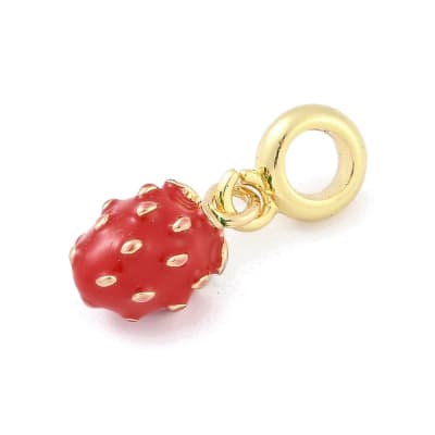 Colgante europeo charm frutilla fresa fruta baño oro / unidad