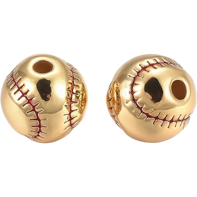 Dije pasador esmaltado pelota beisbol baseball 9 mm baño oro / unidad