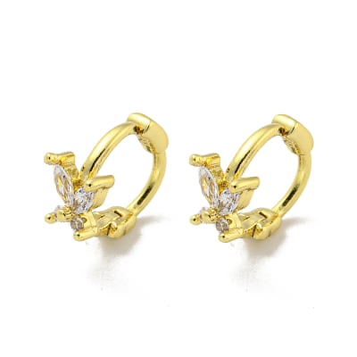Aros argolla aretes huggie mariposa flor 8.5 mm zircón baño de oro / par