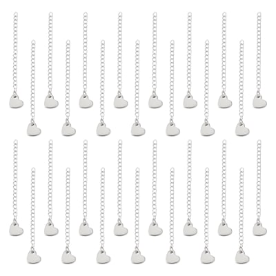 Cadena extensión alargador corazón 5 a 6 cm acero plateado / unidad