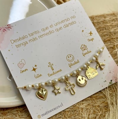 Pulseras de los deseos personalizada con perlas / unidad
