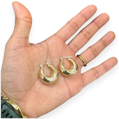 Aros argolla bote chunky baño de oro / par