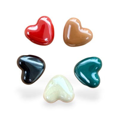 Pasador corazón 15x12 mm horizontal porcelana / unidad