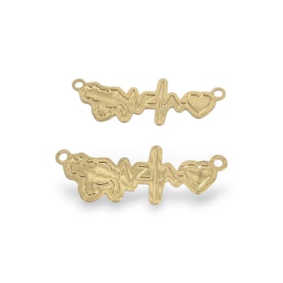 Dije conector mapa corazón venezuela 27x10 mm gold-filled / unidad