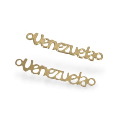 Dije conector palabra venezuela 26x5 mm gold-filled / unidad