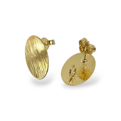 Base de aros topito ovalada 16x11 mm baño de oro / par