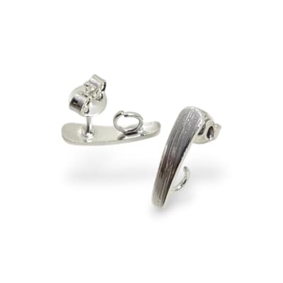 Base de aros topito palito 15x3 mm baño plata / par