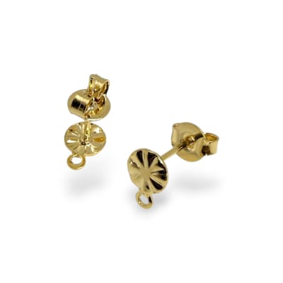Base de aros topito redonda pequeña 5 mm baño oro / par