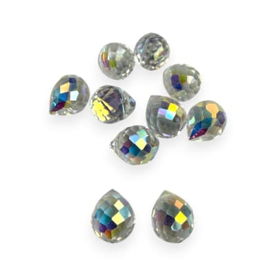 Pasador cristal chino tornasolado 10x8 mm gota ancha / unidad
