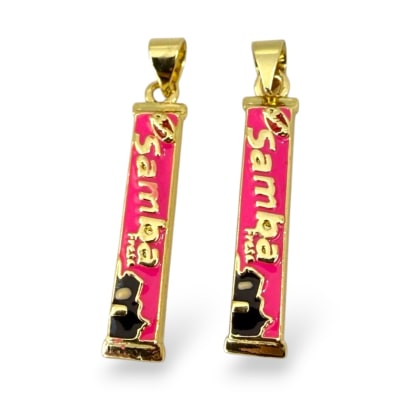 Dije colgante esmaltado samba venezolano 25x6 mm baño de oro / unidad