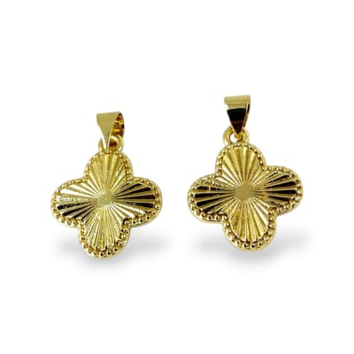 Dije colgante trébol dorado 15 mm baño de oro / unidad