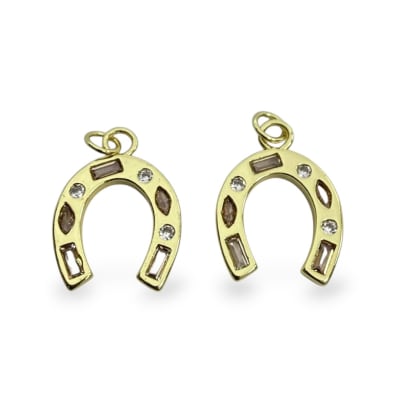 Dije colgante herradura 16x29 mm zircón baño de oro / unidad