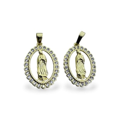 Dije colgante virgen guadalupe 15x22 mm zircón baño oro / unidad