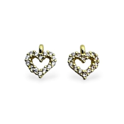 Dije colgante mini corazón silueta 8x9 mm zircón baño de oro / unidad