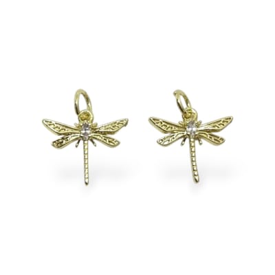 Dije colgante libélula 14 mm baño de oro / unidad