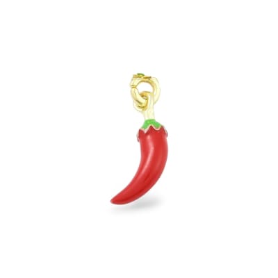 Dije Colgante ají rojo chile 20 mm amuleto baño oro / unidad