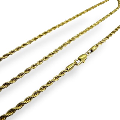 Cadena armada tourbillón larga gruesa 3 mm baño de oro / unidad