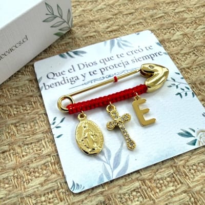 Broche de seguridad alpita tejido rojo virgen inicial / unidad