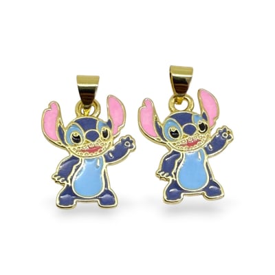 Dije colgante Stitch 15x18mm saludando / unidad