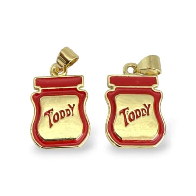 Dije colgante esmaltado chocolate toddy Venezolano 16x12 mm baño de oro / unidad
