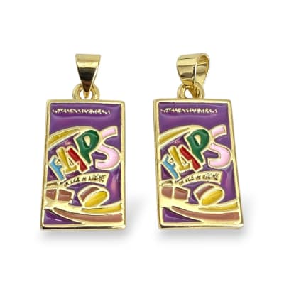 Dije colgante esmaltado Flips Venezolano 18x11 mm baño de oro / unidad