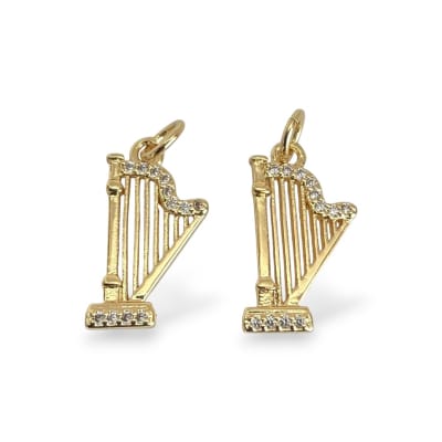 Dije colgante arpa Venezuela 15x10 mm baño de oro / unidad