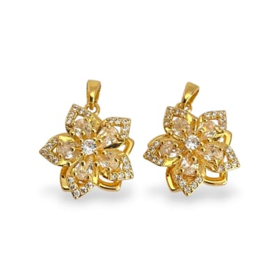 Dije colgante flor giratoria antiestrés 15 mm baño de oro / unidad